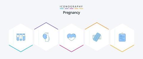 schwangerschaft 25 blaues symbolpaket einschließlich drogen. Medizin. Geburtshilfe. schlagen. Herzschlag vektor