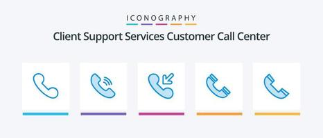 Call Blue 5 Icon Pack inklusive . Telefon. eingehend. Kontakt. ui. kreatives Symboldesign vektor