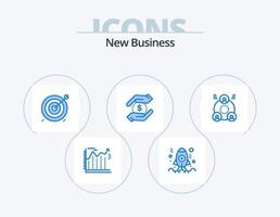 neues Geschäft blau Icon Pack 5 Icon Design. Unternehmen. Hand. Ziel. Dollar. Ziel vektor