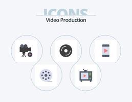 Videoproduktion Flat Icon Pack 5 Icon Design. Handy, Mobiltelefon. Medien. Film. DVD. CD vektor