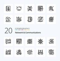 20 Symbolpaket für Netzwerk- und Kommunikationsleitungen wie Share Code Website World Network vektor