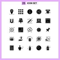 satz von 25 modernen ui-symbolen symbole zeichen für buchmagnet teilen attraktion shop editierbare vektordesignelemente vektor