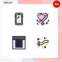 modern uppsättning av 4 fylld linje platt färger och symboler sådan som telefon falla ner android kön webb redigerbar vektor design element