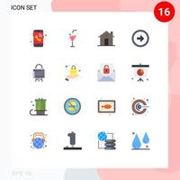16 flaches Farbkonzept für Websites, Mobilgeräte und Apps, Sicherheitsbenutzeroberfläche, Schornstein, Benutzerpfeil, editierbares Paket kreativer Vektordesignelemente vektor