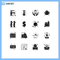 uppsättning av 16 modern ui ikoner symboler tecken för skönhet kinesisk be Kina te redigerbar vektor design element