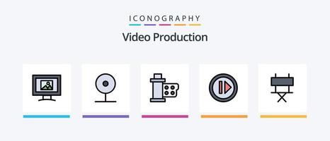 Videoproduktionslinie gefüllt 5 Icon Pack inklusive Medien. Pause. Film. kreatives Symboldesign vektor