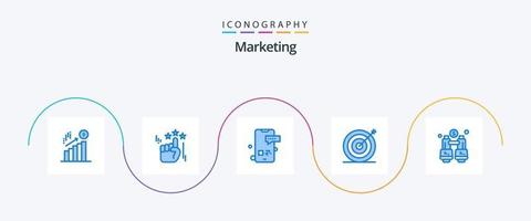 Marketing Blue 5 Icon Pack inklusive Erkunden. Ziel. Botschaft. Marketing. kreativ vektor