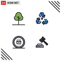 universell ikon symboler grupp av 4 modern fylld linje platt färger av träd jobb eco sopor sekreterare redigerbar vektor design element