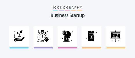 företag börja glyf 5 ikon packa Inklusive mobil . personlig. snabbt . mekanism . redskap. kreativ ikoner design vektor