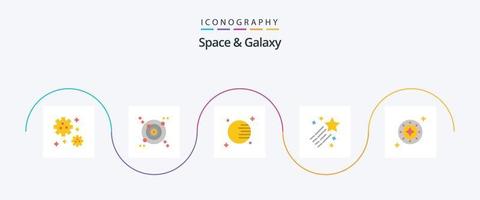 Space und Galaxy Flat 5 Icon Pack inklusive Stern. scheinen. Platz. Galaxis. Stern vektor