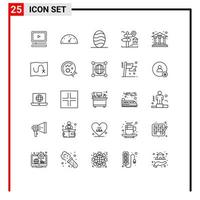 25 thematische Vektorlinien und editierbare Symbole von Office Bank Brot Home Board editierbare Vektordesign-Elemente vektor