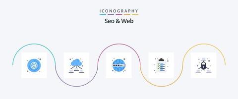 SEO und Web Flat 5 Icon Pack inklusive Netz. Kommunikation. seo. Zwischenablage. Netz vektor