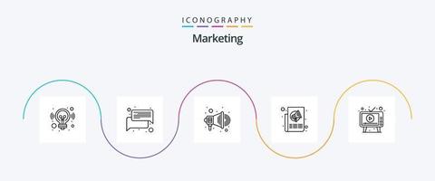 marknadsföring linje 5 ikon packa Inklusive reklam. Tryck. annonsera. papper. marknadsföring vektor