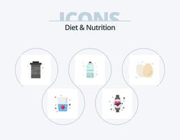 Diät und Ernährung flach Icon Pack 5 Icon Design. Diät. gekochte Eier. Getränk. Wasser. Fitness-Gesundheit vektor