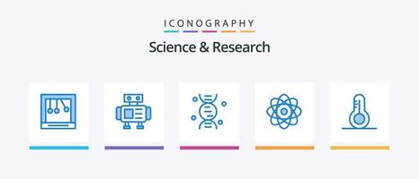 Science Blue 5 Icon Pack inklusive. Wissenschaft. Thermometer. Wissenschaft. kreatives Symboldesign vektor