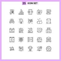 Aktienvektor-Icon-Pack mit 25 Zeilenzeichen und Symbolen für Deckbuch entwickeln bearbeitbare Vektordesign-Elemente für Spa-Schönheit vektor