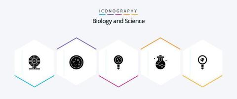 biologi 25 glyf ikon packa Inklusive laboratorium. kemisk. laboratorium. genetisk. kromosom vektor