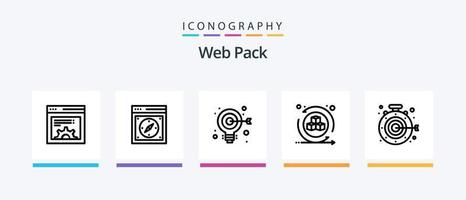 Web Pack Line 5 Icon Pack inklusive Ebene. Design. Programmierschnittstelle. kreativ. Einstellung. kreatives Symboldesign vektor