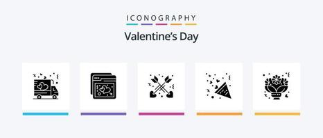 Valentinstag Glyphe 5 Icon Pack inklusive Liebe. Strauß. Zuneigung. Liebe. Feuerwerk. kreatives Symboldesign vektor