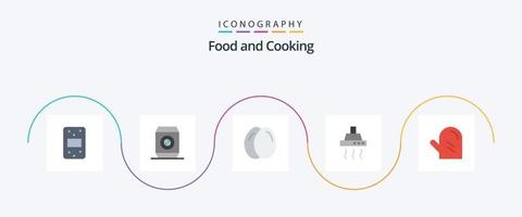Food Flat 5 Icon Pack inklusive. Handschuh. Leben. Lebensmittel. Küche vektor