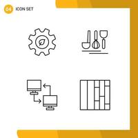 Packung mit 4 modernen Filledline-Flachfarben Zeichen und Symbolen für Web-Printmedien wie Eco File Environment Service Sharing editierbarer Vektordesign-Elemente vektor