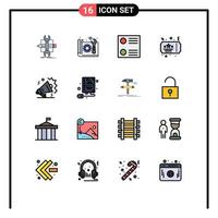 Aktienvektor-Icon-Pack mit 16 Zeilenzeichen und Symbolen für Immobilien-Party-Papier-Nachtkarten editierbare kreative Vektor-Design-Elemente vektor
