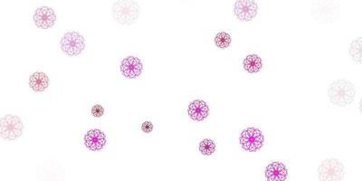 ljusrosa vektor doodle textur med blommor.
