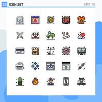 piktogram uppsättning av 25 enkel fylld linje platt färger av varumärke uppkopplad rabatt webinar e redigerbar vektor design element