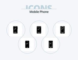 mobil telefon glyf ikon packa 5 ikon design. . vektor