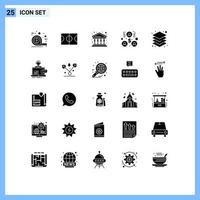 25 universelle solide Glyphenzeichen Symbole von Design-Layern City-Layer-Investoren editierbare Vektordesign-Elemente vektor