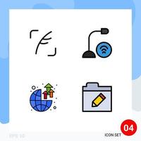 Stock Vector Icon Pack mit 4 Zeilenzeichen und Symbolen für Twitter Global Social Gadget World editierbare Vektordesign-Elemente