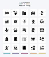 kreatives Zuhause und Leben 25 Glyphen-Icon-Pack in Schwarz, wie z. B. Zuhause. Pflanze, Anlage. Leben. Leben. Krippe vektor