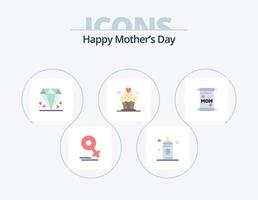 Happy Mothers Day Flat Icon Pack 5 Icon Design. . Mama. Geschenk. Karte. Cupcake vektor