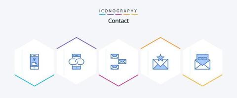 Kontakt 25 blå ikon packa Inklusive kuvert. kommunikation. meddelande. kuvert. Kontakt oss vektor