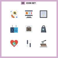 Stock Vector Icon Pack mit 9 Zeilenzeichen und Symbolen für die Gepäckumkehrplanung Light Ribbon editierbare Vektordesign-Elemente