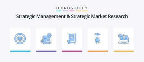 Strategisches Management und strategische Marktforschung Blue 5 Icon Pack inklusive Experiment. Werkzeug. Grad. brechen. Hammer. kreatives Symboldesign vektor