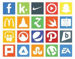 20 Social Media Icon Pack inklusive Brightkite Pepsi Media Grooveshark Finder vektor