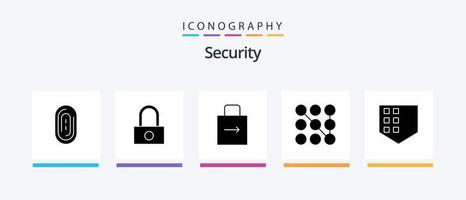 Security Glyph 5 Icon Pack inklusive . Sicherheit. Verriegelungspad. beschützen. Muster. kreatives Symboldesign vektor