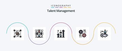 talang förvaltning linje fylld platt 5 ikon packa Inklusive kugge. miljö. man. karriär. pil vektor
