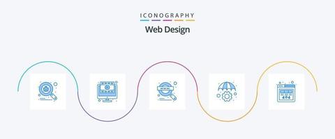 webb design blå 5 ikon packa Inklusive http. utveckling. förstoringsglas. paraply. försäkring vektor