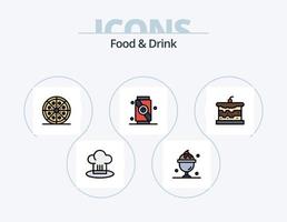 Essen und Trinken Linie gefüllt Icon Pack 5 Icon Design. Fast Food. Schüssel. Unterhaltung. Limonade. schnell vektor