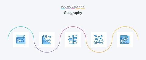 geo grafisk blå 5 ikon packa Inklusive resa. berg. sten. resa. resa vektor