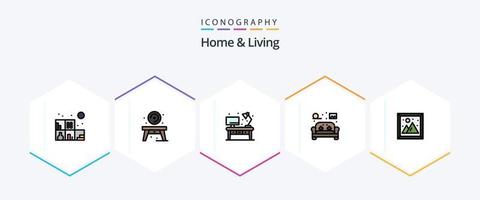 home and living 25 gefüllte linien icon pack inklusive innenraum. Sofa. Leben. Leben. Möbel vektor