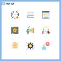 satz von 9 modernen ui-symbolen symbole zeichen für blaster-prozessorchip-testprozessor-cpu-editierbare vektordesignelemente vektor