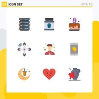 Stock Vector Icon Pack mit 9 Zeilenzeichen und Symbolen für Mann Internet der Dinge Kuchen Party Drohne Kommunikation editierbare Vektordesign-Elemente