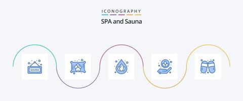 Sauna Blue 5 Icon Pack inklusive . Sauna. Lotus. Frau. Lotus vektor