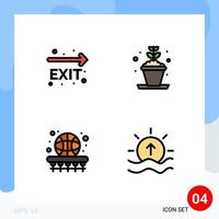 Stock Vector Icon Pack mit 4 Zeilenzeichen und Symbolen für die Ausfahrt, Korbnavigation, Hobbyspiel, editierbare Vektordesignelemente