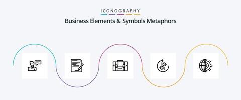 företag element och symboler metaforer linje 5 ikon packa Inklusive pussel. upprepa. notera. pussel. resa vektor
