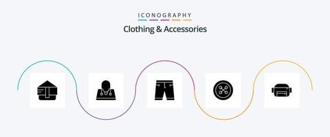 Kleidung und Accessoires Glyph 5 Icon Pack inklusive . Knopf. Tasche vektor