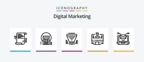 Digital Marketing Line 5 Icon Pack inklusive Artikel. dokumentieren. Schlüssel. Netz. bearbeiten. kreatives Symboldesign vektor